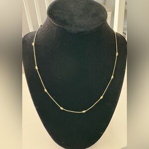 Simple, beaded 14k filled necklace-17”; perfect to stack or by itself!